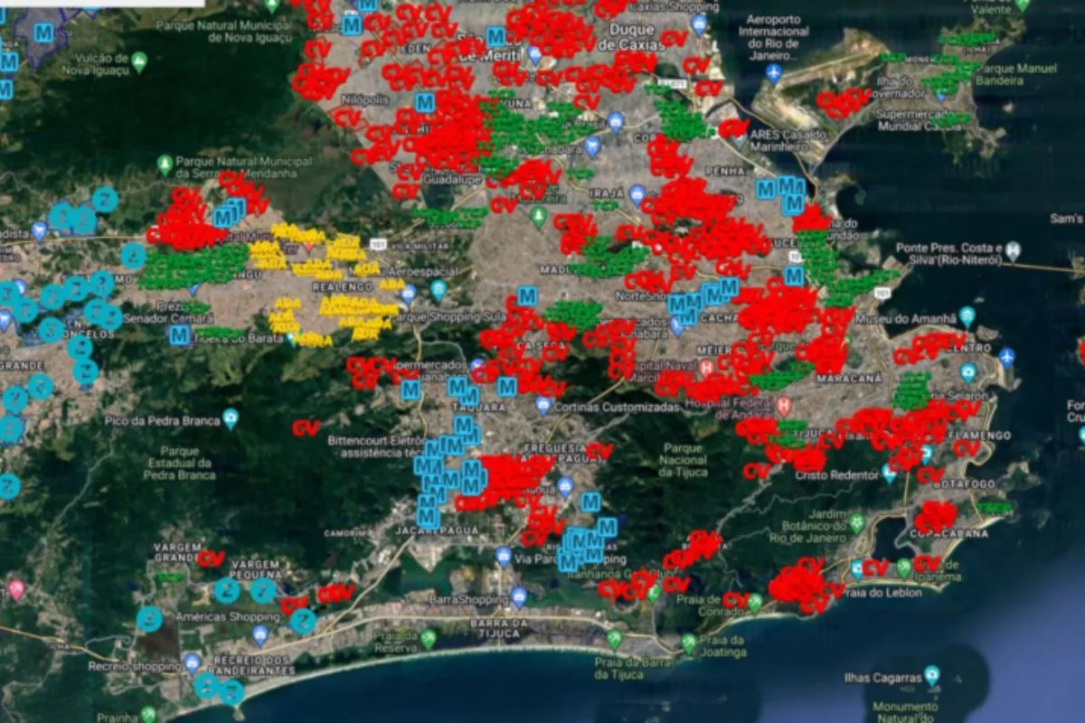 Mapa de atuação das facções recebe atualização constante com informações enviadas por moradores 